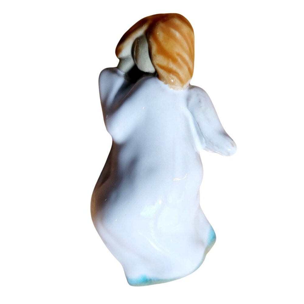 Vintage Porcelain Reclining Angel Figurine Hand Painted Christmas 2003